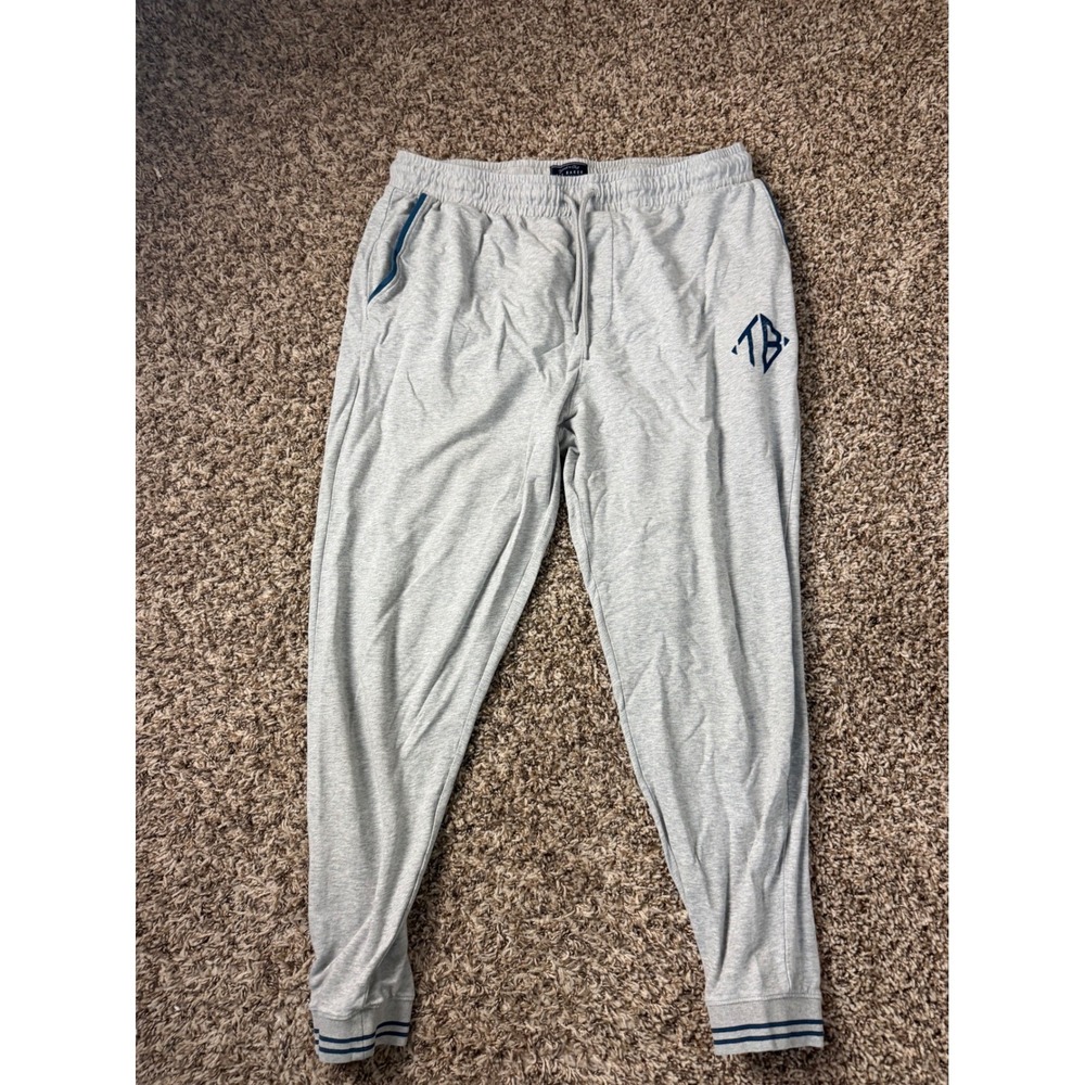 Ted Baker Mens XL Gray Dressed to Chill Joggers Sweatpants TB Logo Blue Trim